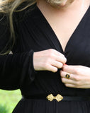 טבעת פרח, טבעת בסגנון רטרו', טבעת אמייל, טבעת שחור זהב