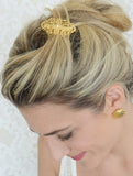 מסרקיה לשיער בסגנון רומנטי - תחרת זהב עם פנינה