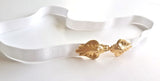 חגורת הריון - חגורה לבנה אבזם זהב מאורך